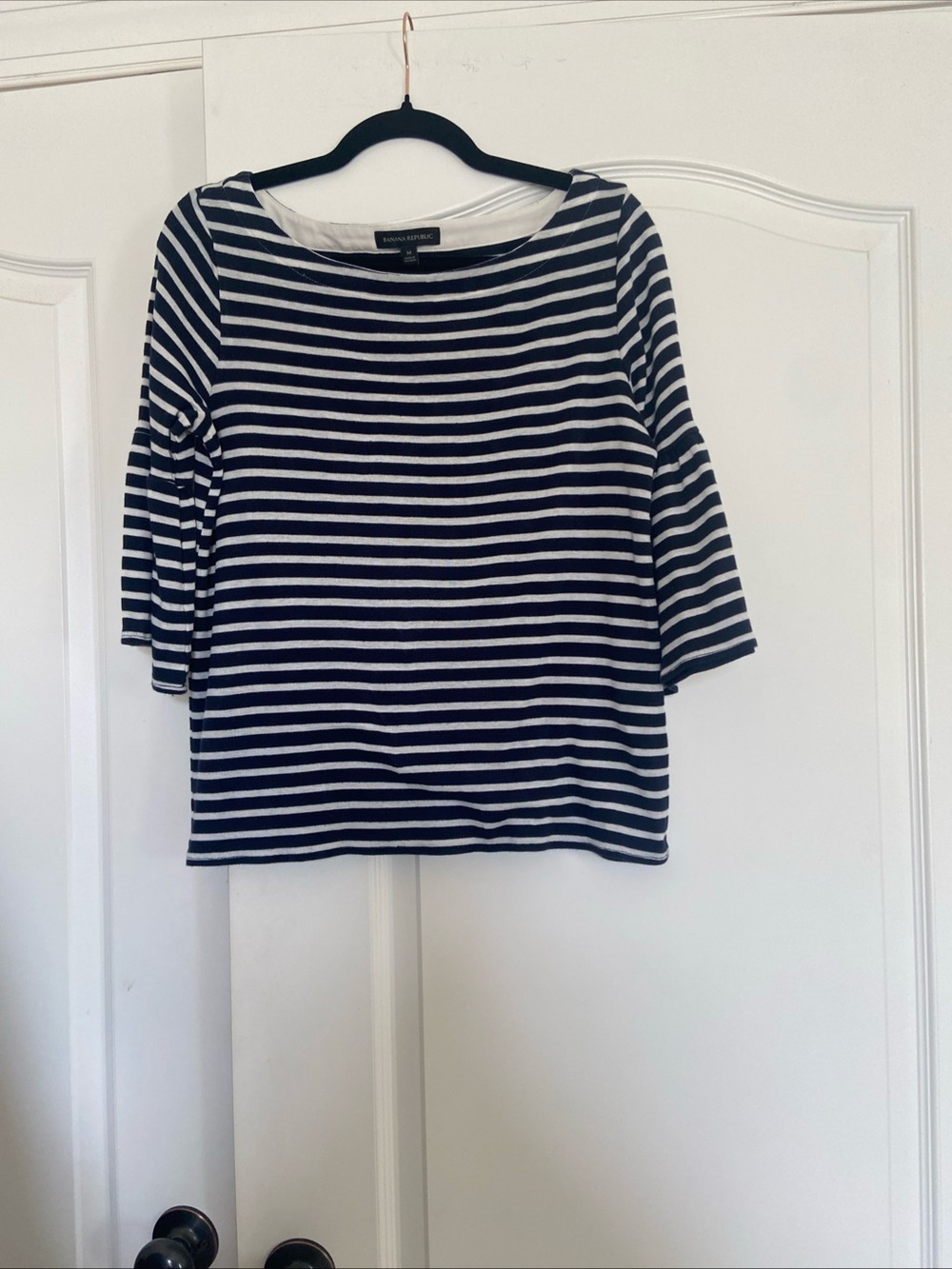 Banana Republic Navy and White Striped Long Sleeve Tee